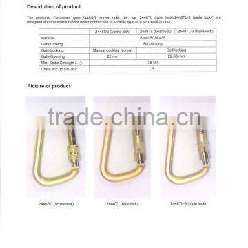 ANSI-2448TL Galvanized Steel Classic D Type Twist Lock ANSI Carabiner photo-3