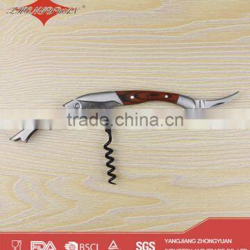 Wood Handle Bottle Cork Opener Wine Corkscrew With Knife photo-2