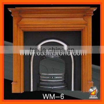 Hand craving nature pine wood fireplace mantel