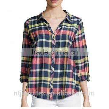 yarn dye women blouse,cotton/silk blouse, summer blouse,women tops