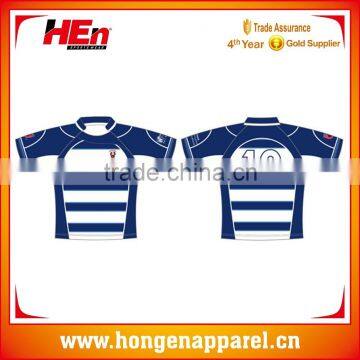 Hongen apparel 2016 custom team set cheap dry fit rugby jersey with number and Logo Sublimated rugby practice rugby shirts