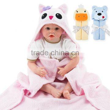 Baby Bath Towel Blanket Plush Toy Educational Hooded Washcloth Newborn Animal Design Baby Bathrobe