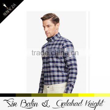 2016 New Style Casual Fashionable 100% Cotton Custom Cut and Sew Flannel Gingham Mens Shirt With Long Sleeve photo-3
