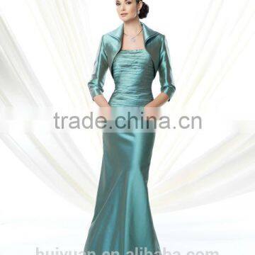 2 Pieces Formal Long Sleeve Satin Mother Prom Dress photo-2