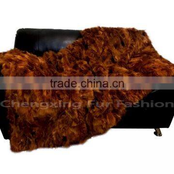 CX-D-87A Real Fur Patchwork Fox Real Fur Throw Blanket photo-2