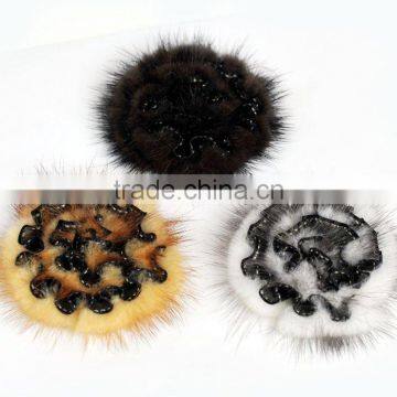 CX-A-45 Real Mink Fur Flower Coat Fashion Brooch Pin