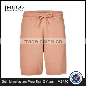MGOO Foshan Manufacturer pink Ribbed Jersey Shorts Fashion Comfortable Draw String Raw Hem Knee Length Shorts
