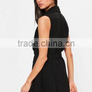 MGOO 100 Cotton Custom Made Tie Waist Sleeveless Blazers Cardigan Slim Fitting Jackets Waterfall Blazers photo-5