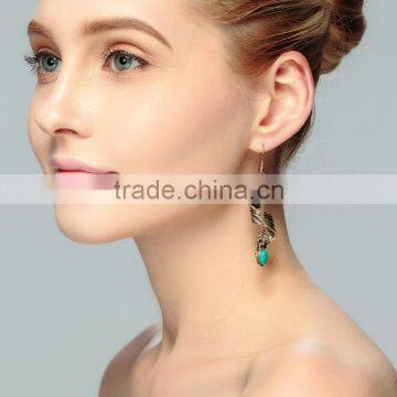 Zm53244a Vintage and Classical Green Color Diamond Drop Style Silver Earrings photo-5