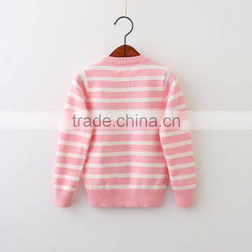 2-8 Years Wholesale 2017 New Autumn Cotton Knitting Embroidery Stripe Bird Kids Girls Coats photo-4