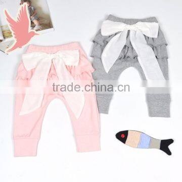 Korean Baby Clothing Printed Baby Romper Stripe Ruffle Pants With White Bow