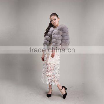 Myfur Women Winter Fox Fur Overcoats Hot Sale Fashion Lady Trim Fur Coats