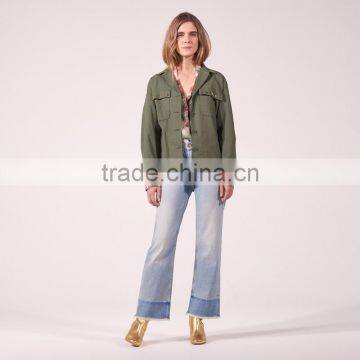 COOL Style GOLD-TONE Rivet Long Sleeves and Shirt Collar Ladies Jacket photo-3