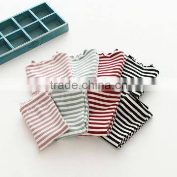 Wholesale simple stripe cotton soft two pieces set girl pajamas