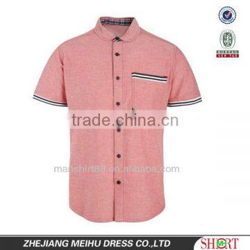 double round trim collar short sleeve oxford boys shirt