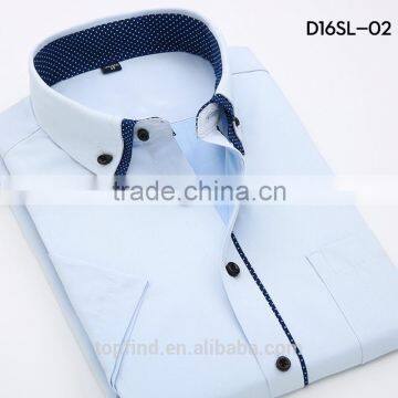 2016 New Arrival Summer Season Fancy 35% Cotton Double Collar Solid Color Short Sleeve Shirt for Man photo-2