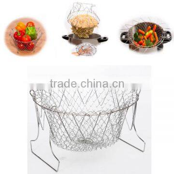 2016 New Arrival Hot Sale Foldable Steam Rinse Strain Fry Chef Basket Strainer Net Kitchen Cooking Too photo-4