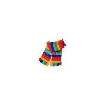 Comfortable Red Rainbow Thin Striped Trainer Socks, five toe socks for Ladies