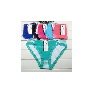 2015 New Stripe Laced Brief Stripe Bikini Stretch Cotton Women Underwear Lady Boyshort Lady Panties Lingerie Intimate Underpants photo-3