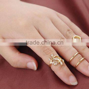 4pcs Gold silver Crystal Plain Above Knuckle Ring Band Midi Ring Leaf Heart Knuckle Rings