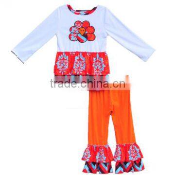 New design clothing in turkey kids clothes 2pcs sets thanksgiving day boutique set