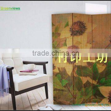 Colorful Elegant Folding Waterproof Canvas Screen Bamboo Folding Screen Sliding Doors Interior Room Divider GVLB03 photo-5
