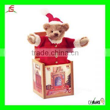 Lovely teddy bear plush toy Jack in the box