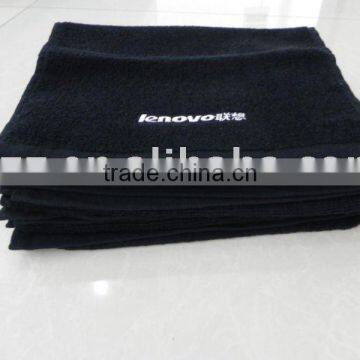 black cotton terry embroidery towel