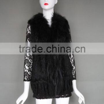 Rabbit Fur Strap Vest For Fashion Ladies / Knit Fur Gilet With Manufactured Price/Ladies Coat