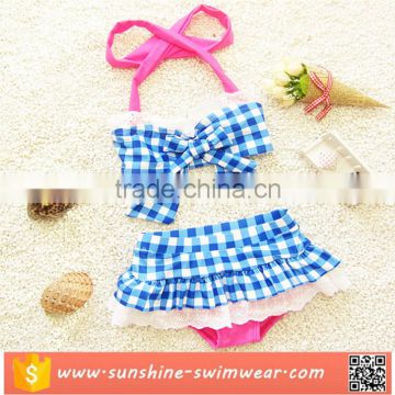 2017 Lovely baby Plaid Bikini Toddler Kids Swimwear