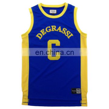 Design Blue Applique Letters Sleeveless Sport Wear Breathbale T-shirt