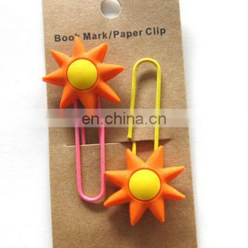 sunflower leather bookmark, orange and yellow color book clip