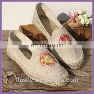 Wholesale embroidering espadrilles flat nature canvas shoes classic