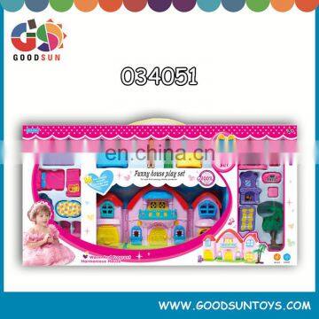 2015 hot sell plastic doll villa house toys set with furniture for girls&boys small order accepted chenghai toys