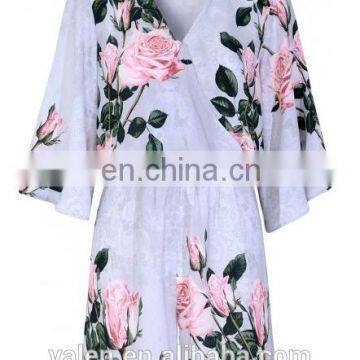 2016 Ladies Kimono Sleeve Playsuit in Rose print