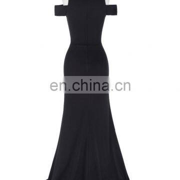Kate Kasin Full-Length Cap Sleeve Long Black High Split Prom Dress KK001017-1 photo-5
