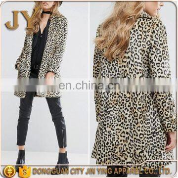 2017 Women Coats Faux Fur Leopard Print Clothing Fashion Open Front Outwear Dongguan Factory