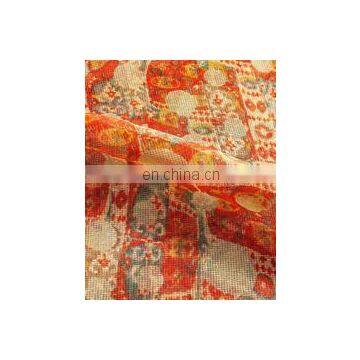 Orange Togo Circle Kota Doria Screen Printed Fabric