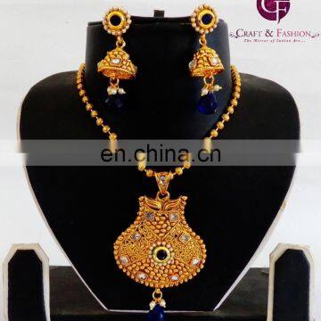 Rajwada Style big Pendant Set-One gram gold Plated Pakistani Bridal Jewelry-Oversize pendant Set Wholesale