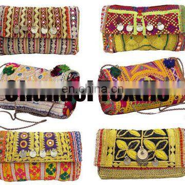 Indian Banjara Clutch bag, Bohemian, Vintage Clutch, Trendy Clutch bag Indian Gypsy Boho Sling Purse, Embroidery Bohemian Clutch