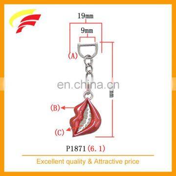 fashion red lips shaped zinc alloy pendant for belt bag and garment