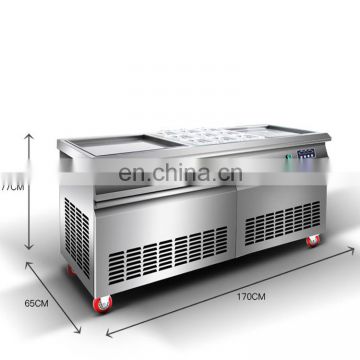 Flat Pan Frozen Yogurt Real Fruits Fry Ice Cream Machine