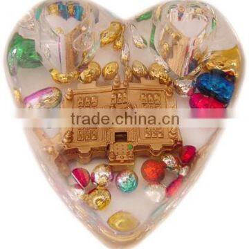 Acrylic Heart Shape Liquid Snow Globe, Water Ball, Floating Snow Ball