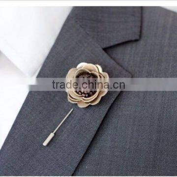 Platin bronze leather Men's Flower Lapel Pin daisy Flower Boutonniere, stick pin