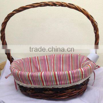 Wicker basket with fabric covering