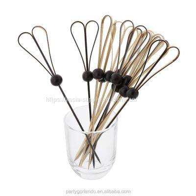 China wholesale price bamboo cocktail picks black heart bamboo skewers bar appetizers drink skewers