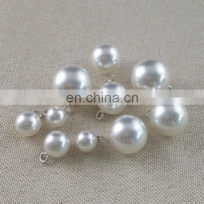 Exquisite Workmanship 10Mm Round Metal Hook Shank Pearl And Rhinestone Buttons