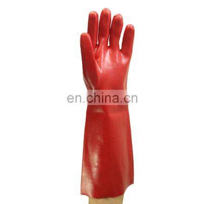 Sunnyhope Red Rubber PVC Dipping Gloves, Long Cuff PVC Coated Work Gloves Safety,heavy Duty Gloves photo-5