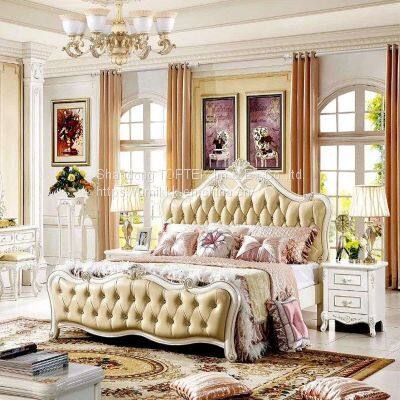 Solid Wood Bed Frame Easy Assembly Wooden Bedroom Furniture Bed With Vintage Headboard photo-4