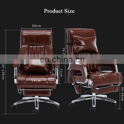 Heavy Duty Leather Boss Computer Chair Reclining Swivel Executive Ergonomic Massage Office Chairs With Footrest for Office photo-3